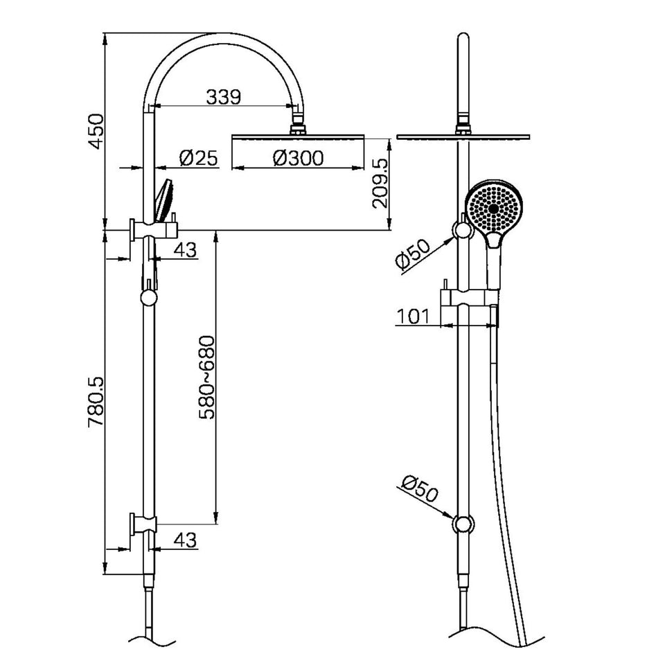Nero Mecca Twin Shower with Air Shower II Brushed Bronze