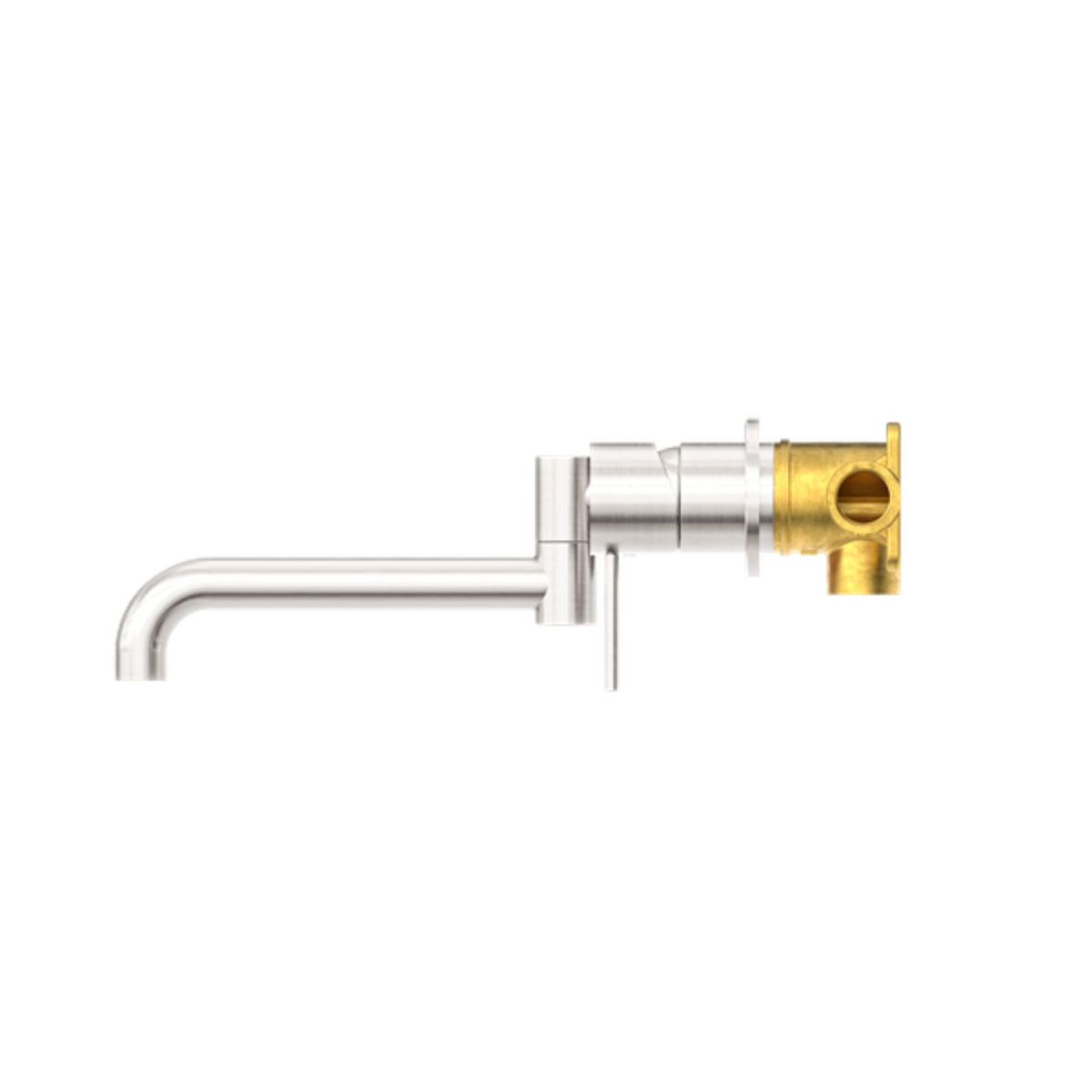 Side Nero Mecca Wall Basin/Bath Mixer Swivel Spout 225mm Brushed Nickel NR221910RBN-KIT - The Blue Space