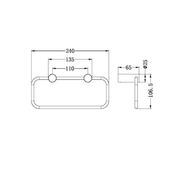 Technical Drawing Nero New Mecca Towel Ring Brushed Bronze NR2380ABZ - The Blue Space
