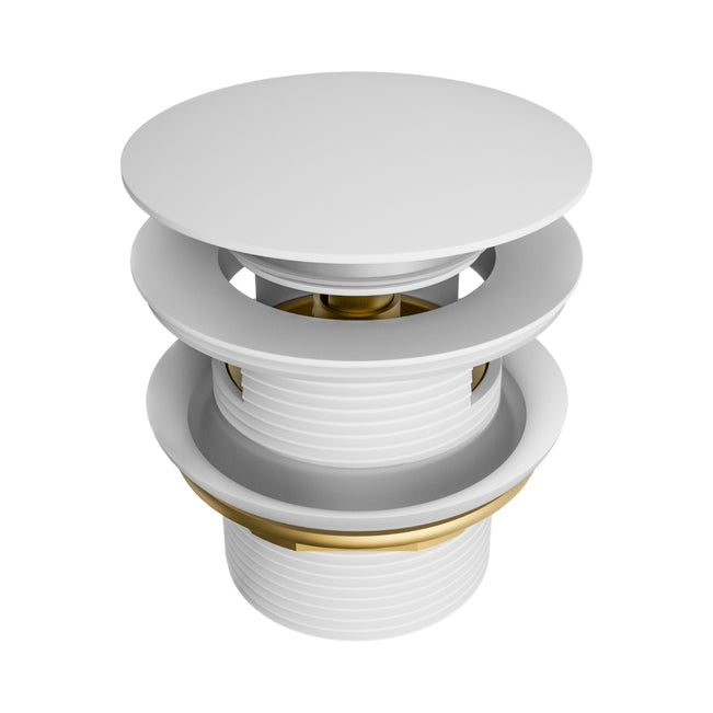 Nero Pop Up Bath Waste 40mm With Overflow Matte White NRA710MW - The Blue Space