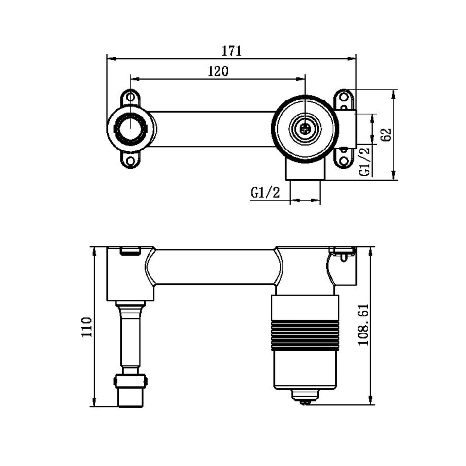 Nero Mecca Wall Basin/Bath Mixer Separate Back Plate 160mm Brushed Nickel