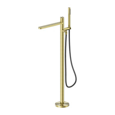 Nero Pure SS316L Freestanding Bath Mixer With Outdoor Shower Hose Brushed Gold NR172203A01BG - The Blue Space