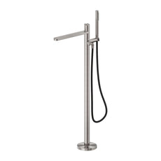Nero Pure SS316L Freestanding Bath Mixer With Outdoor Shower Hose Brushed Nickel NR172203A01BN - The Blue Space