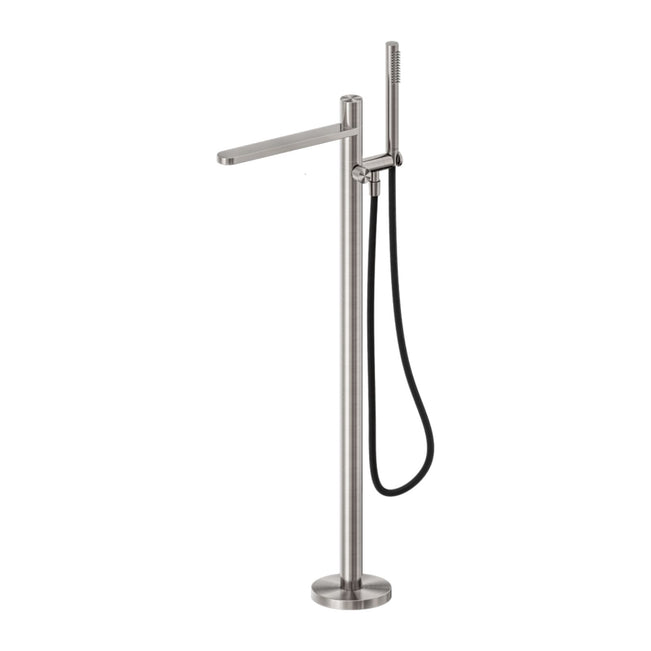 Nero Pure SS316L Freestanding Bath Mixer With Outdoor Shower Hose Brushed Nickel NR172203A01BN - The Blue Space