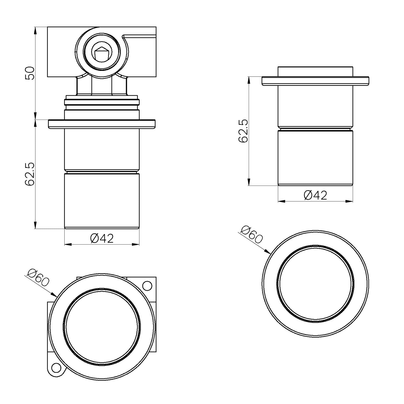 Technical Drawing Nero Pure SS316L Shower Mixer Whole Set Brushed Gold NR172211BG - The Blue Space