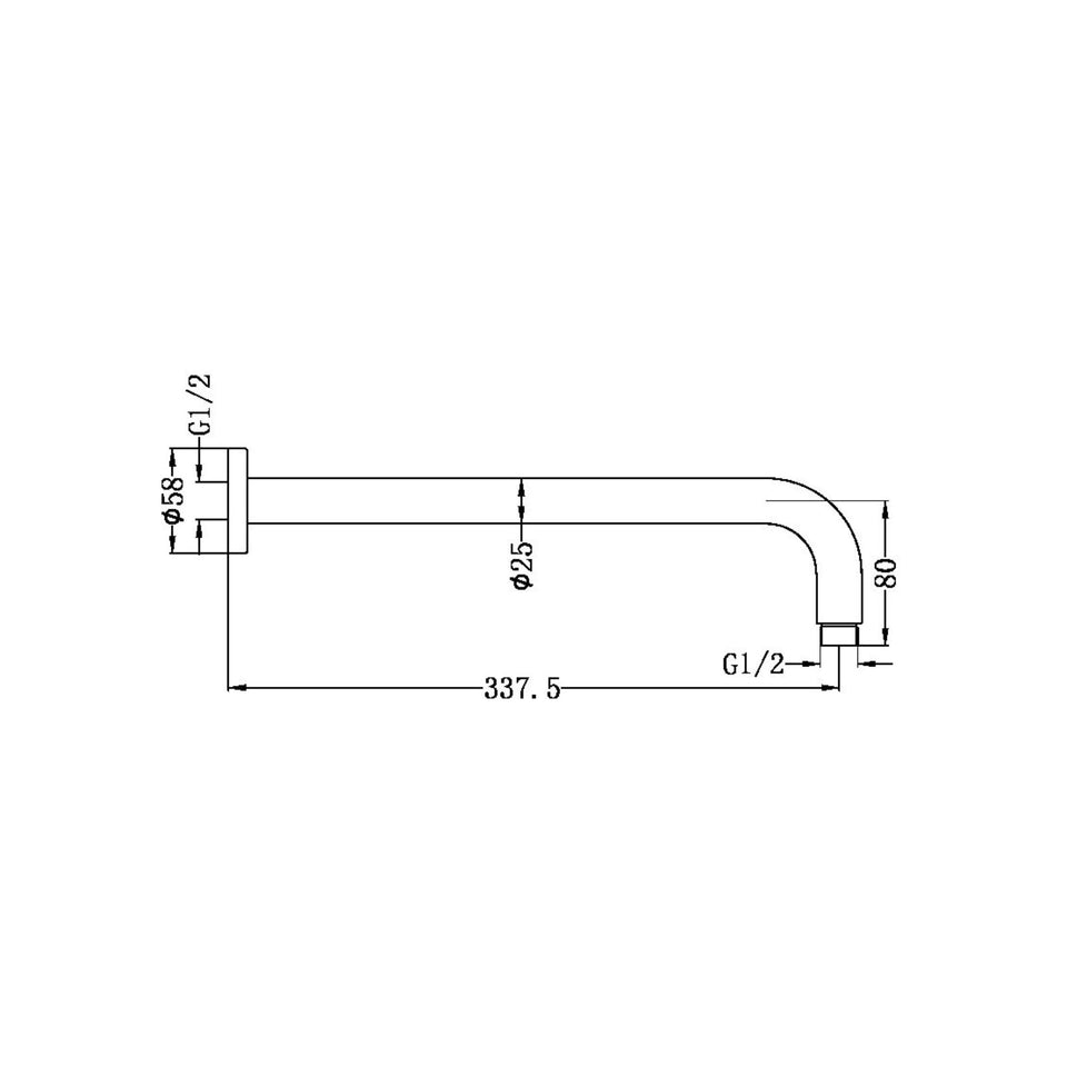 Nero Round Shower Arm 330m Length Chrome
