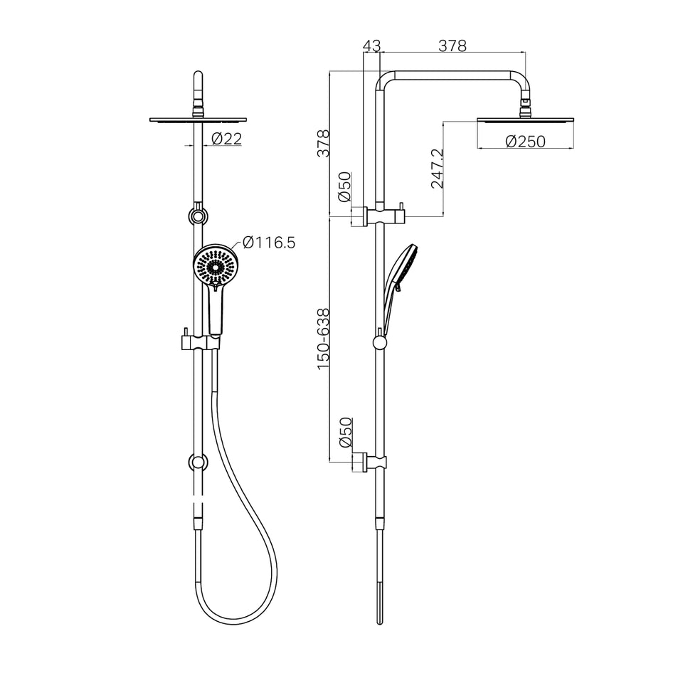 Nero Round Twin Shower Brushed Nickel