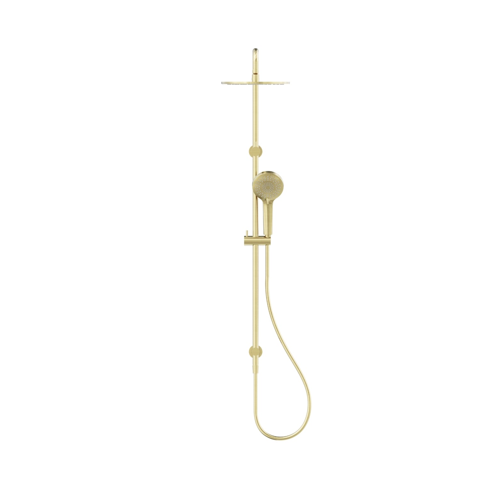 Front Nero Round Twin Shower With Air Shower I Brushed Gold NR250805D01BG - The Blue Space