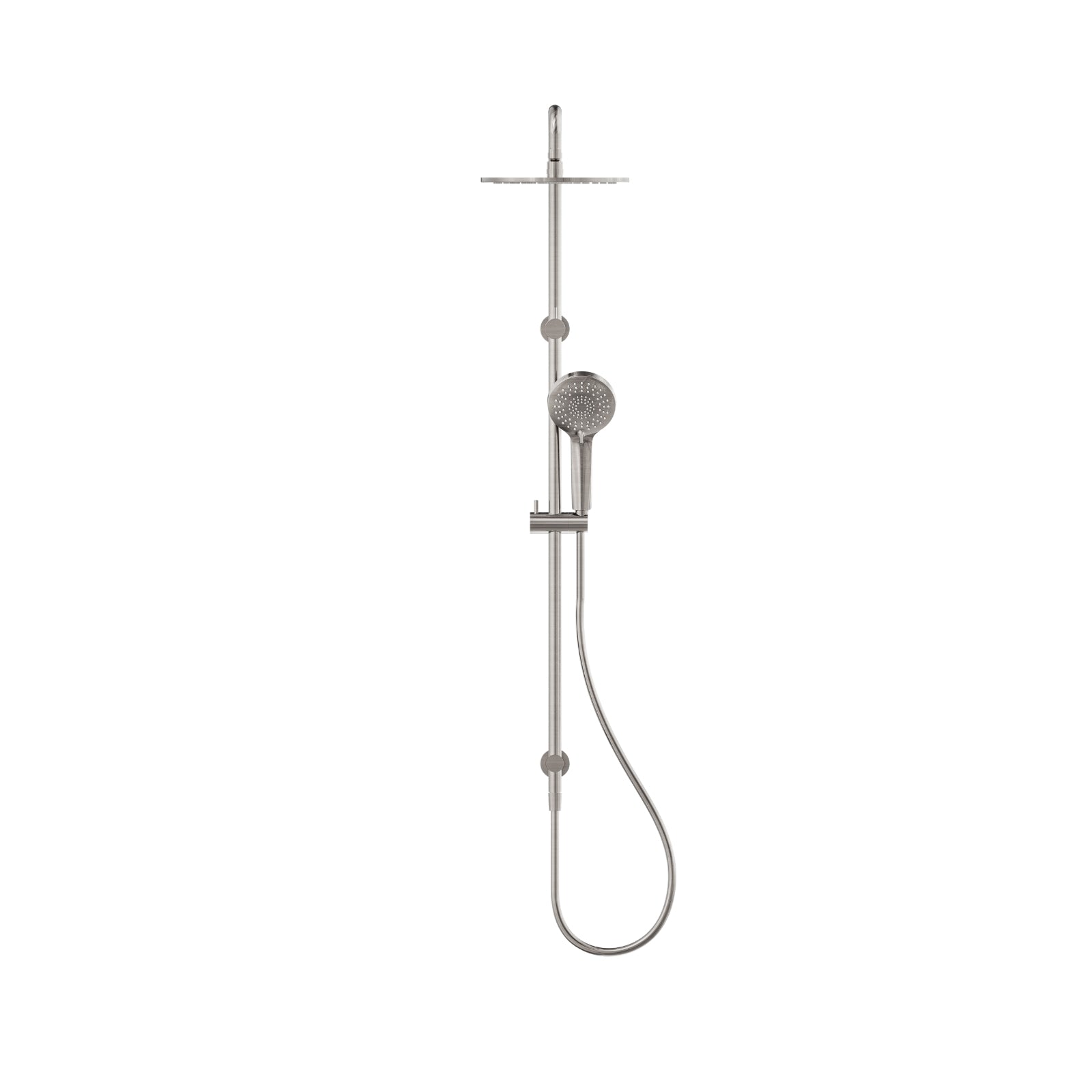 Front Nero Round Twin Shower With Air Shower I Brushed Nickel NR250805D01BN - The Blue Space