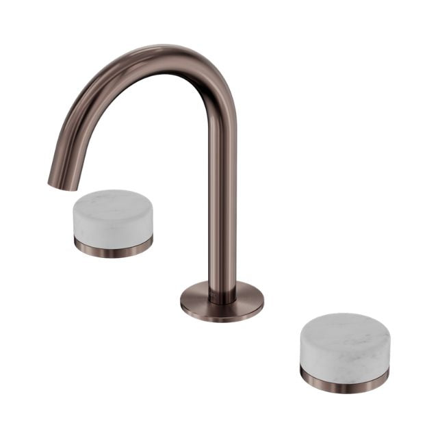 Nero Serenity Basin Set Arc Spout With Carrara Handle Brushed Bronze