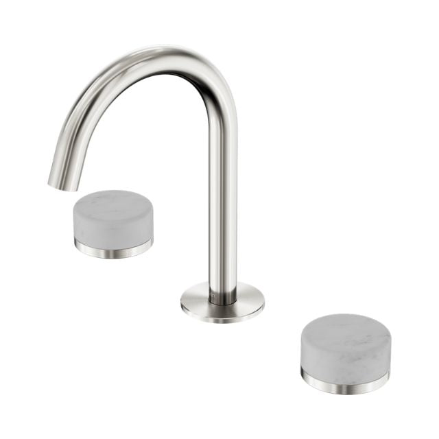 Nero Serenity Basin Set Arc Spout With Carrara Handle Brushed Nickel 24D011BN - The Blue Space