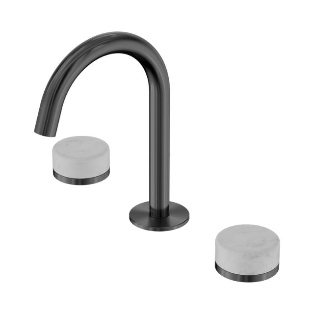 Nero Serenity Basin Set Arc Spout With Carrara Handle Gun Metal 24D011GM - The Blue Space