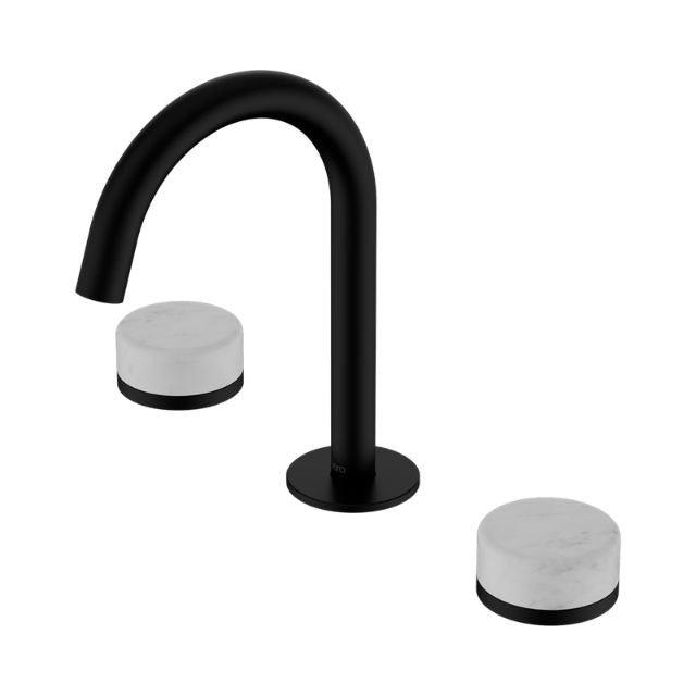 Nero Serenity Basin Set Arc Spout With Carrara Handle Matte Black 24D011MB - The Blue Space