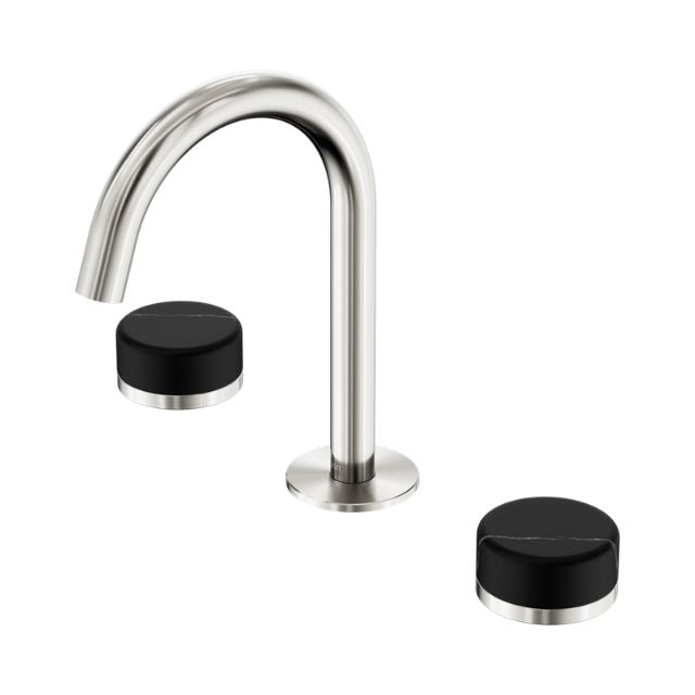 Nero Serenity Basin Set Arc Spout With Marquina Black Handle Brushed Nickel