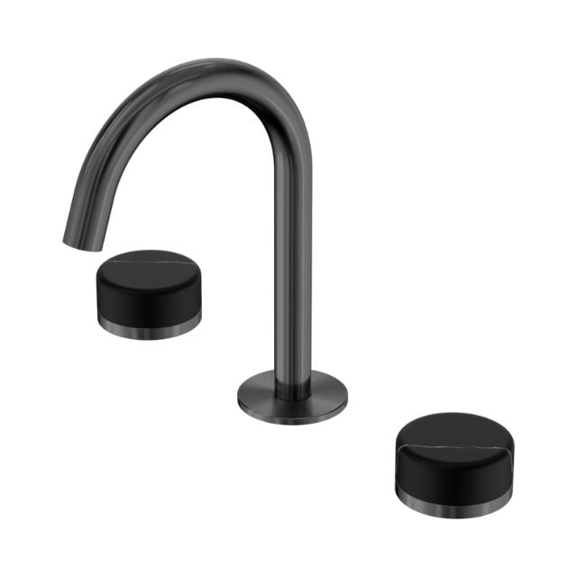 Nero Serenity Basin Set Arc Spout With Marquina Black Handle Gun Metal 24D117GM - The Blue Space