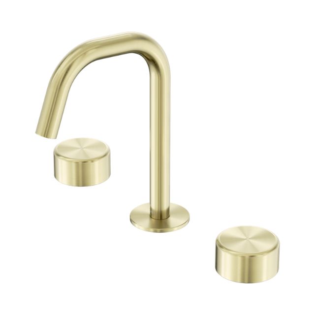Nero Serenity Basin Set Arc Spout With Metal Handle Brushed Gold 24D016BG - The Blue Space