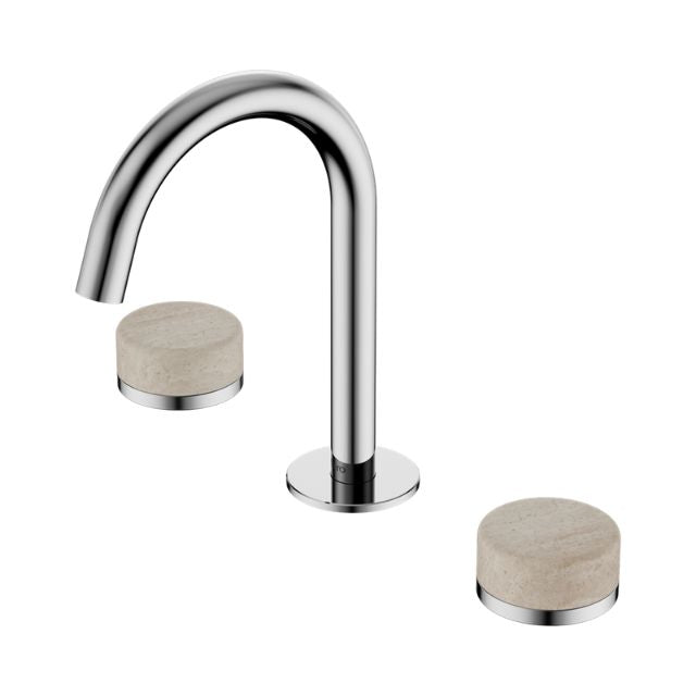 Nero Serenity Basin Set Arc Spout With Rome Travertine Handle Chrome