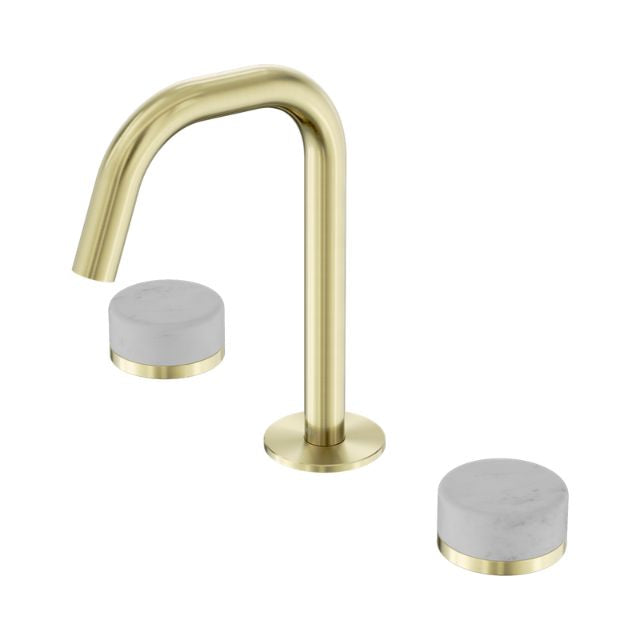 Nero Serenity Basin Set Edge Spout With Carrara Handle Brushed Gold 24D023BG - The Blue Space