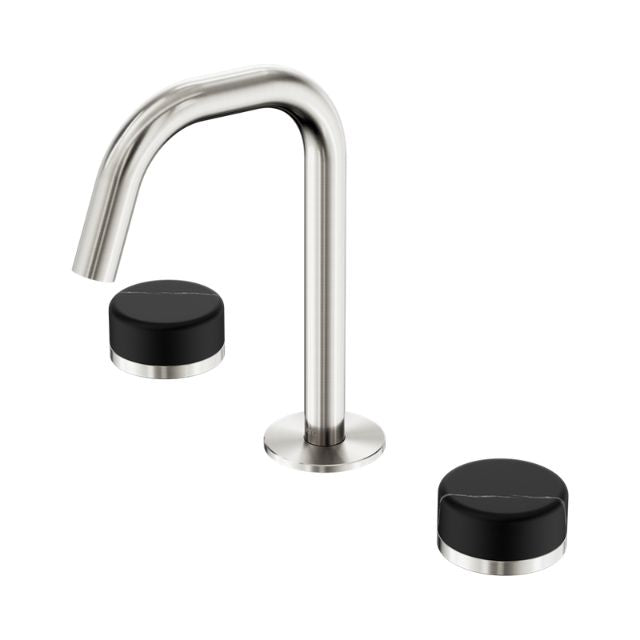 Nero Serenity Basin Set Edge Spout With Marquina Black Handle Brushed Nickel 24D119BN - The Blue Space