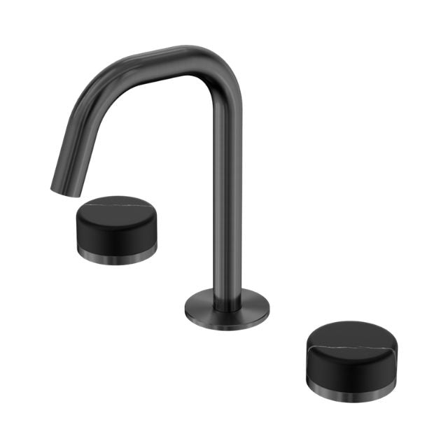 Nero Serenity Basin Set Edge Spout With Marquina Black Handle Gun Metal 24D119GM - The Blue Space
