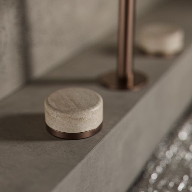 Nero Serenity Basin Set Edge Spout With Rome Travertine Handle Brushed Bronze 24D025BZ - The Blue Space