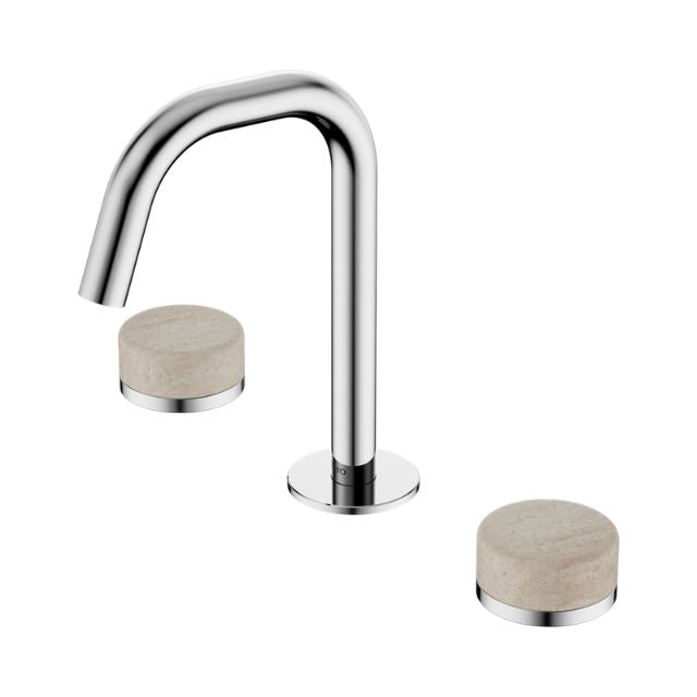 Nero Serenity Basin Set Edge Spout With Rome Travertine Handle Chrome 24D025CH - The Blue Space