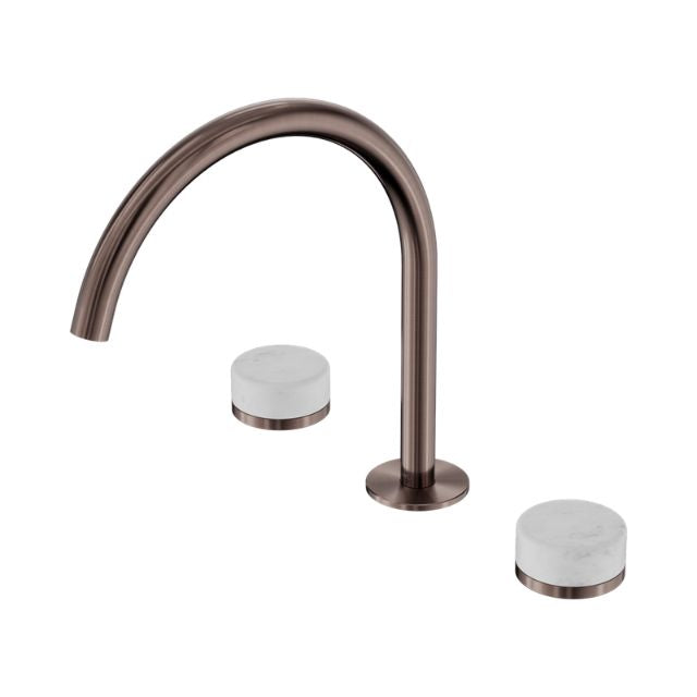 Nero Serenity Bath/Kitchen Set Arc Spout With Carrara Handle Brushed Bronze 24D017BZ - The Blue Space