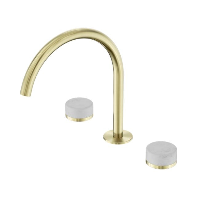 Nero Serenity Bath/Kitchen Set Arc Spout With Carrara Handle Brushed Gold 24D017BG - The Blue Space