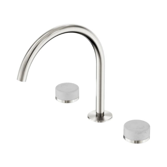 Nero Serenity Bath/Kitchen Set Arc Spout With Carrara Handle Brushed Nickel 24D017BN - The Blue Space