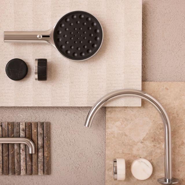 Nero Serenity Bath/Kitchen Set Arc Spout With Carrara Handle Brushed Nickel 24D017BN - The Blue Space