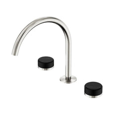 Nero Serenity Bath/Kitchen Set Arc Spout With Marquina Black Handle Brushed Nickel 24D118BN - The Blue Space
