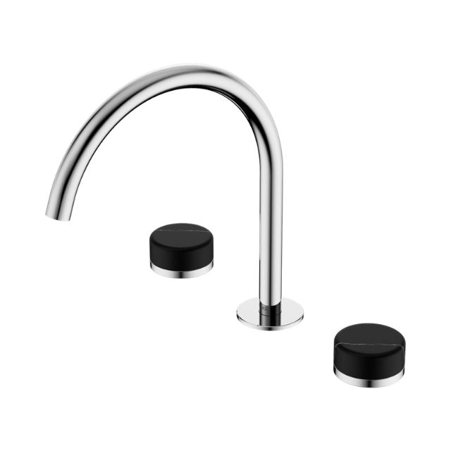 Nero Serenity Bath/Kitchen Set Arc Spout With Marquina Black Handle Chrome 24D118CH - The Blue Space