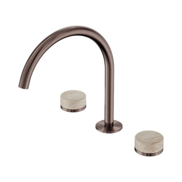 Nero Serenity Bath/Kitchen Set Arc Spout With Rome Travertine Handle Brushed Bronze 24D019BZ - The Blue Space