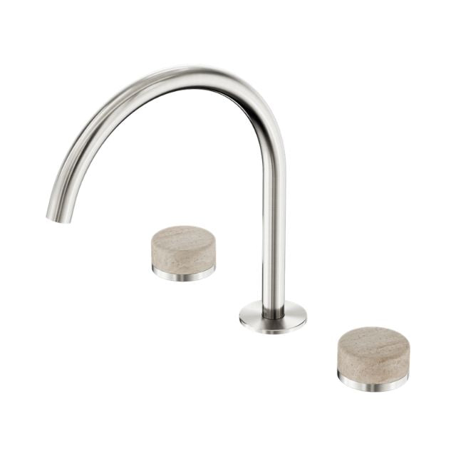 Nero Serenity Bath/Kitchen Set Arc Spout With Rome Travertine Handle Brushed Nickel 24D019BN - The Blue Space