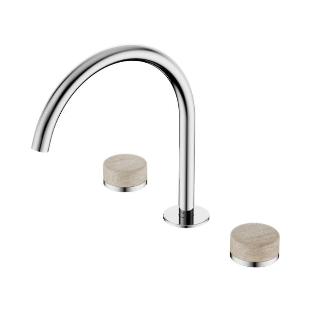 Nero Serenity Bath/Kitchen Set Arc Spout With Rome Travertine Handle Chrome 24D019CH - The Blue Space