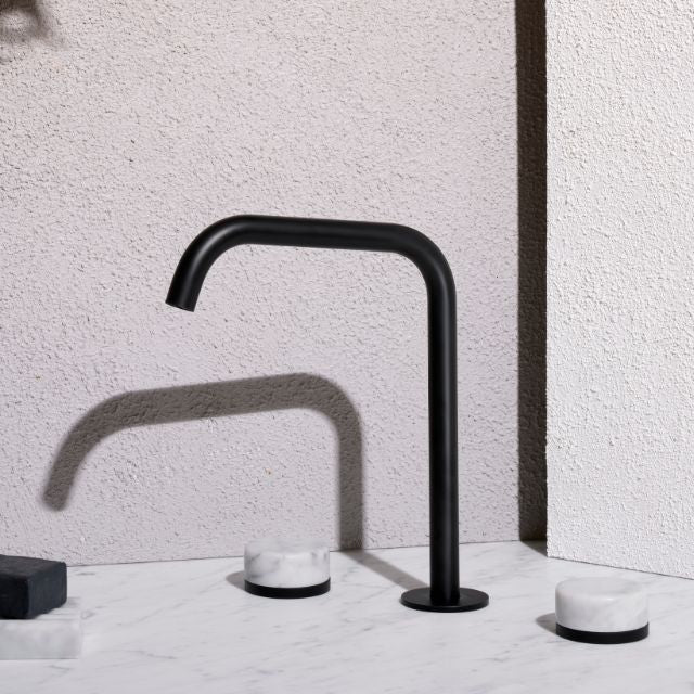 Nero Serenity Bath/Kitchen Set Edge Spout With Carrara Handle Matte Black 24D029MB - The Blue Space