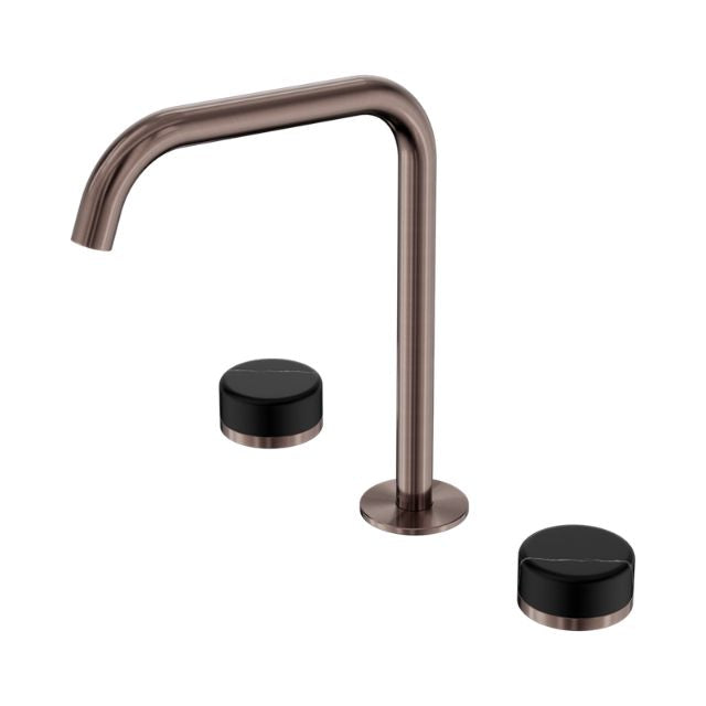 Nero Serenity Bath/Kitchen Set Edge Spout With Marquina Black Handle Brushed Bronze