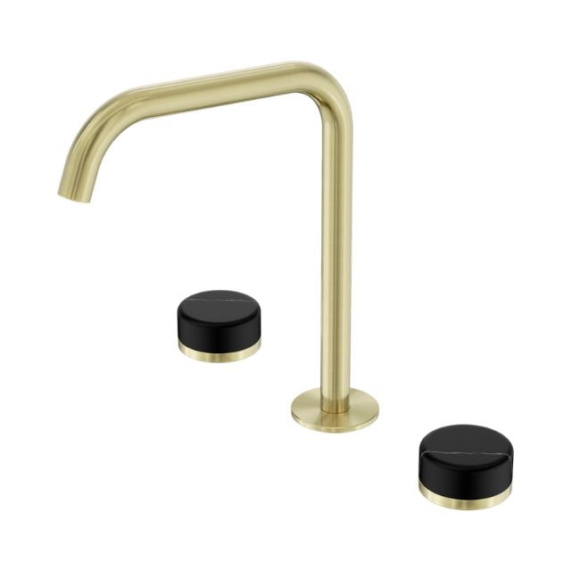 Nero Serenity Bath/Kitchen Set Edge Spout With Marquina Black Handle Brushed Gold 24D120BG - The Blue Space