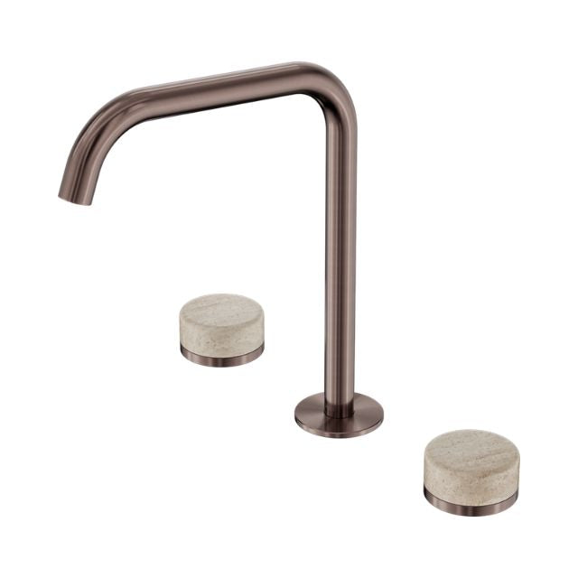 Nero Serenity Bath/Kitchen Set Edge Spout With Rome Travertine Handle Brushed Bronze 24D031BZ - The Blue Space