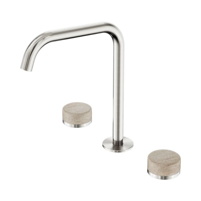 Nero Serenity Bath/Kitchen Set Edge Spout With Rome Travertine Handle Brushed Nickel 24D031BN - The Blue Space