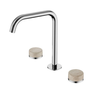 Nero Serenity Bath/Kitchen Set Edge Spout With Rome Travertine Handle Chrome