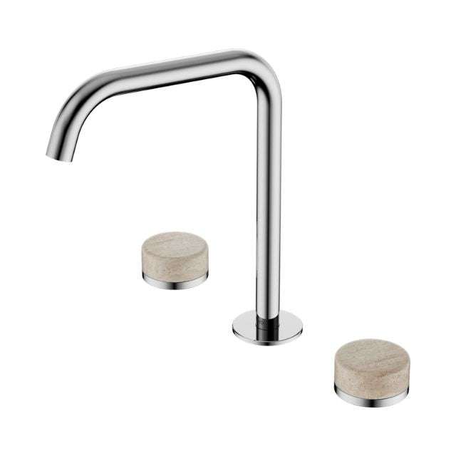 Nero Serenity Bath/Kitchen Set Edge Spout With Rome Travertine Handle Chrome 24D031CH - The Blue Space