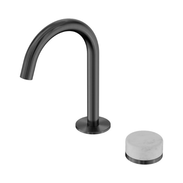 Nero Serenity Progressive Basin Mixer Arc Spout With Carrara Handle Gun Metal