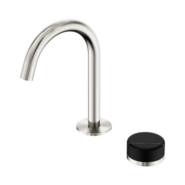Nero Serenity Progressive Basin Mixer Arc Spout With Marquina Black Handle Brushed Nickel 24E133BN - The Blue Space