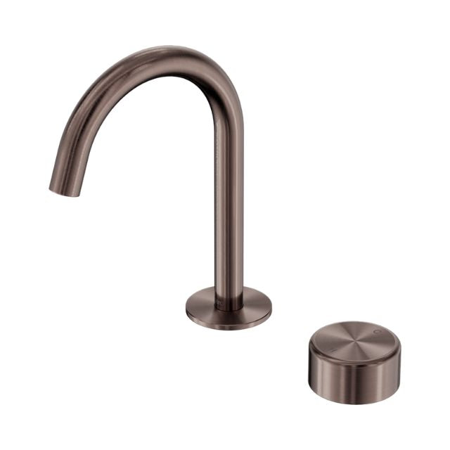 Nero Serenity Progressive Basin Mixer Arc Spout With Metal Handle Brushed Bronze 24E036BZ - The Blue Space