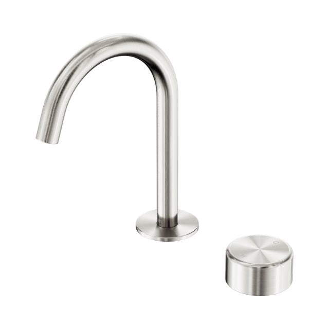 Nero Serenity Progressive Basin Mixer Arc Spout With Metal Handle Brushed Nickel 24E036BN - The Blue Space