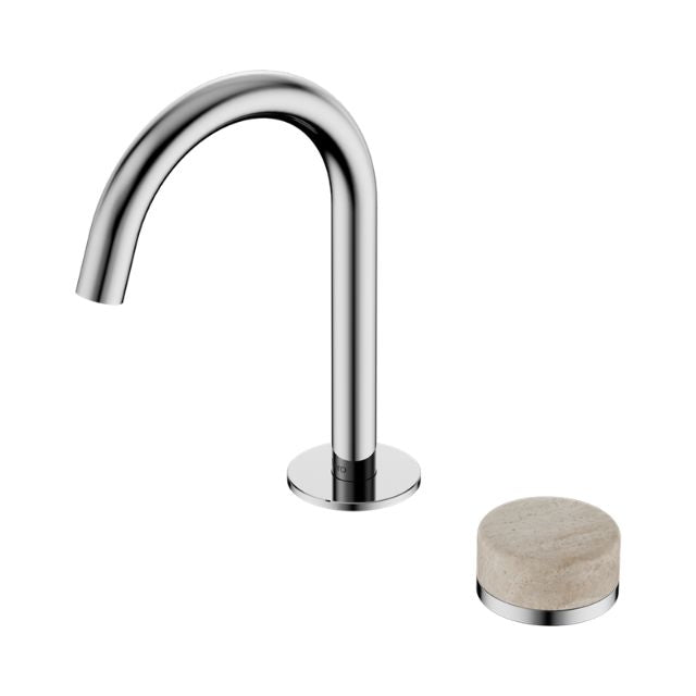 Nero Serenity Progressive Basin Mixer Arc Spout With Rome Travertine Handle Chrome 24E033CH - The Blue Space