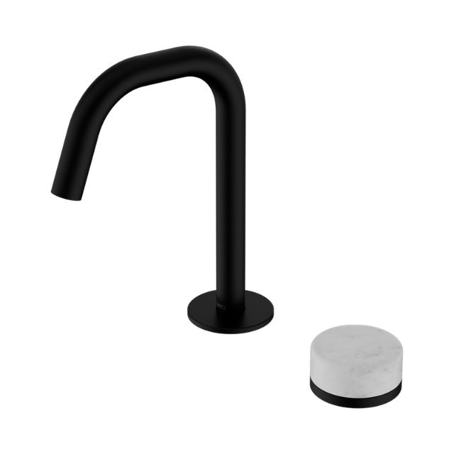 Nero Serenity Progressive Basin Mixer Edge Spout With Carrara Handle Matte Black 24E043MB - The Blue Space