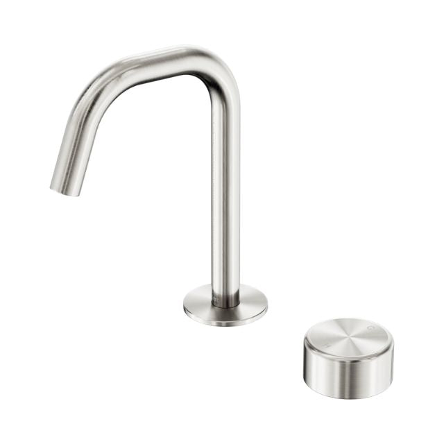 Nero Serenity Progressive Basin Mixer Edge Spout With Metal Handle Brushed Nickel 24E048BN - The Blue Space