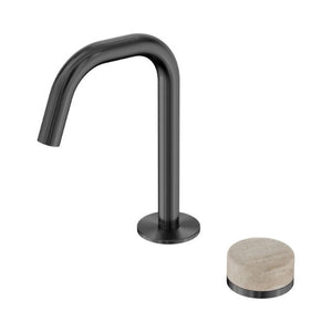 Nero Serenity Progressive Basin Mixer Edge Spout With Rome Travertine Handle Gun Metal